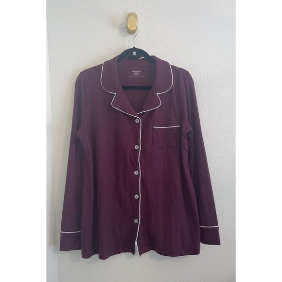 Motherhood Maternity Other - Motherhood Maternity Sleep Button Front Pajama Shirt Top Womens L Large Maroon